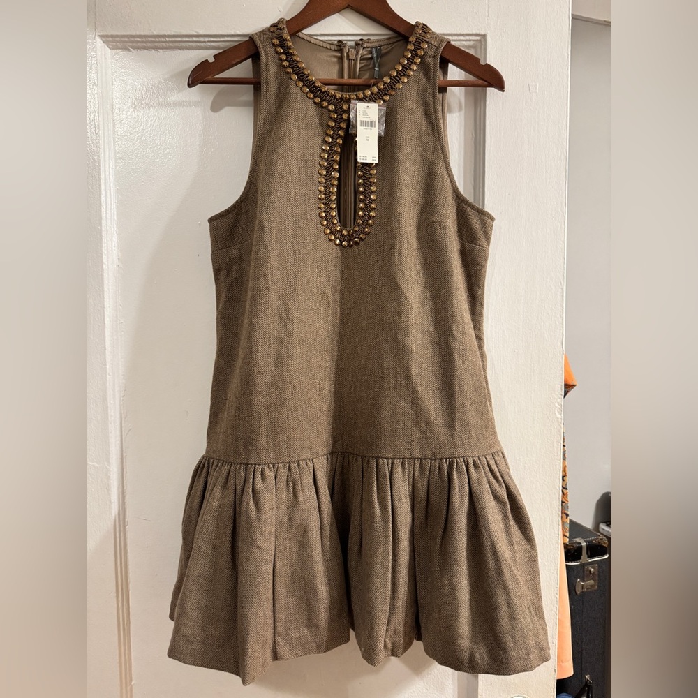 ✨ Anthropologie Beaded Keyhole Sleeveless Mini Dress Sz M - Picture 5 of 8
